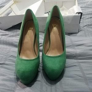 GREEN FAUX SUEDE SHOES
